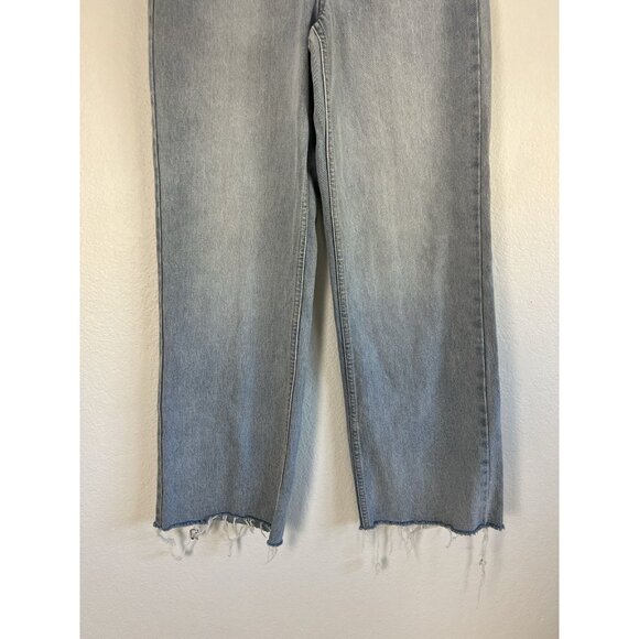 RVCA Skater Wide Leg Light Wash Denim Jeans Raw Hem Women’s Size 26 High Rise - Picture 9 of 9